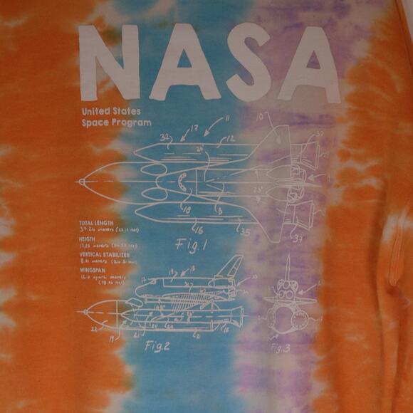Artist Union NASA Tie Dye Hoodie Large Orange Blue Purple Space Shuttle - Picture 6 of 10